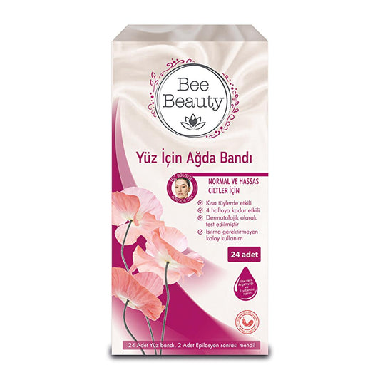 Bee Beauty Facial Wax Strips for Easy Hair Removal - Painless, Dermatologically Tested, 24 Count