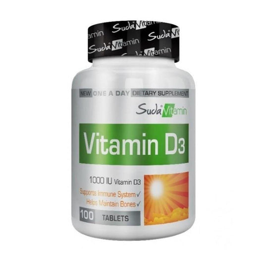 Suda Vitamin D3 1000 IU Vitamin D3 Supplement - 100 Tablets for Immune System & Bone Health Support