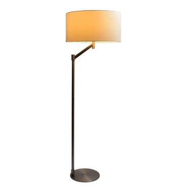 Floor Lamp – Brushed Nickel Finish, White Linen Shade & Rotary Switch | Modern Living Room & Bedroom