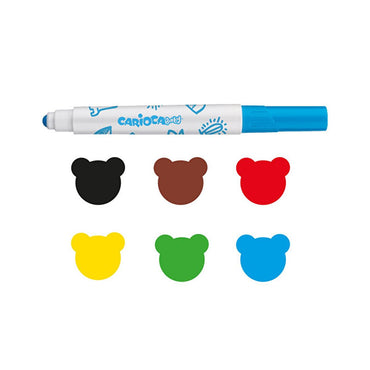 Carioca Washable Markers for Kids - 6 Pack Jumbo Markers for Toddlers, Non-Toxic Art Supplies, Safe Children's Drawing Markers