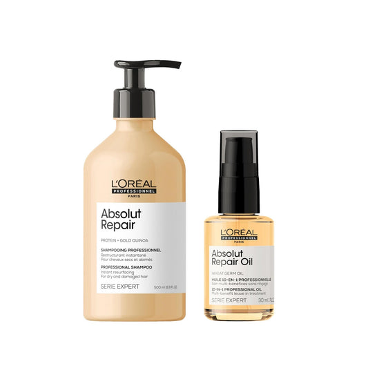 Loreal Professionnel Paris Serie Expert Absolut Repair Hair Care Set - Professional Hair Repair Products for Damaged Hair