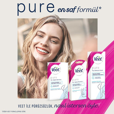 Veet Pure Facial Wax Strips for Sensitive Skin - Hypoallergenic Hair Removal for Face, Easy-Gelwax Technology, 20 Strips & 4 Wipes