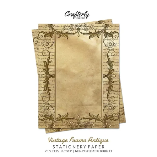 Vintage Frame Antique Stationery Paper: Antique Letter Writing Paper for Home, Office, 25 Sheets (Border Paper Design) - Paperback
