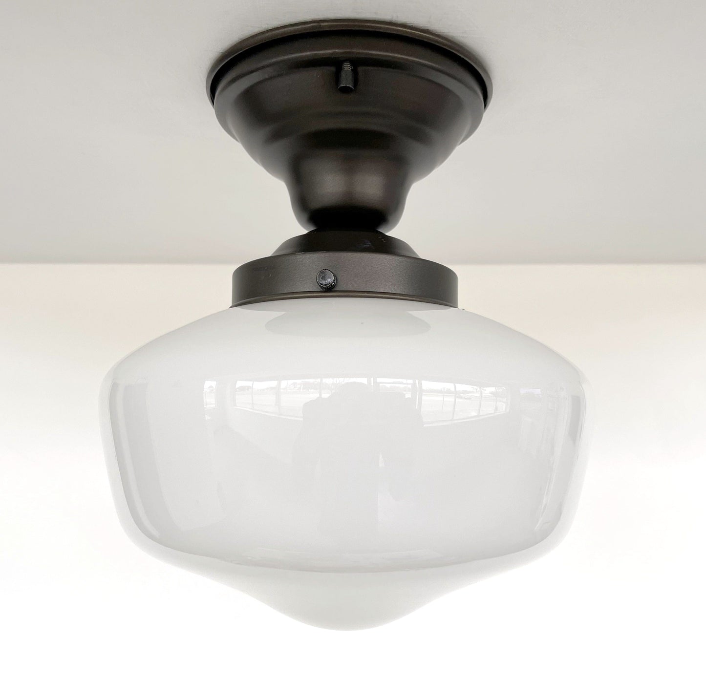 Modern Milk Glass Schoolhouse Ceiling Light | 8"