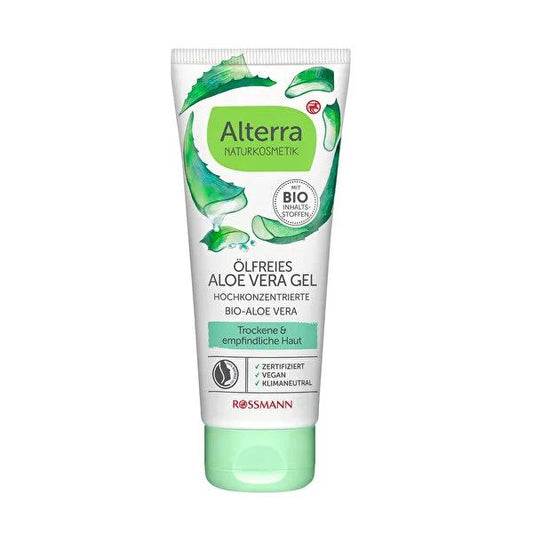 Alterra Aloe Vera Gel 100ml - Organic Skincare for Sunburn Relief, Insect Bite Relief, and Dry Skin Care