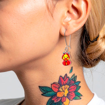 Hot Litle Devil Duck Dangle Earrings by Onyx O