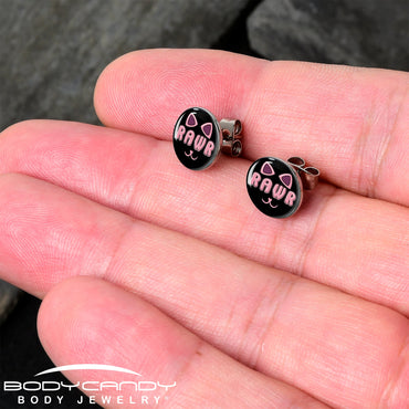 RAWR Kitty Cat Stud Earrings by Onyx O