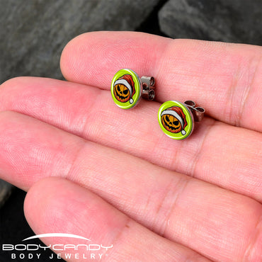 Christmas Holiday Santa Hat Pumpkin Stud Earrings by Onyx O