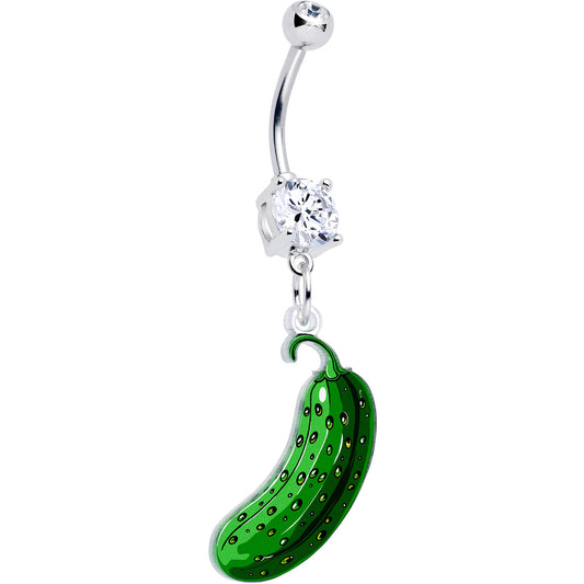 Acrylicious Funky Green Pickle Dangle Belly Ring by Onyx O