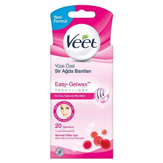 Veet Hair Removal Wax Strips for Face - Smooth Skin, Easy to Use, 20 Strips