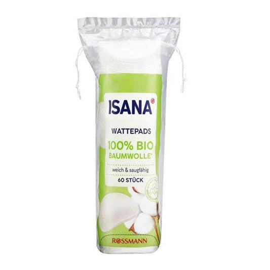 Isana Organic Cotton Pads 60 Count - Gentle Makeup Removal and Skincare Application