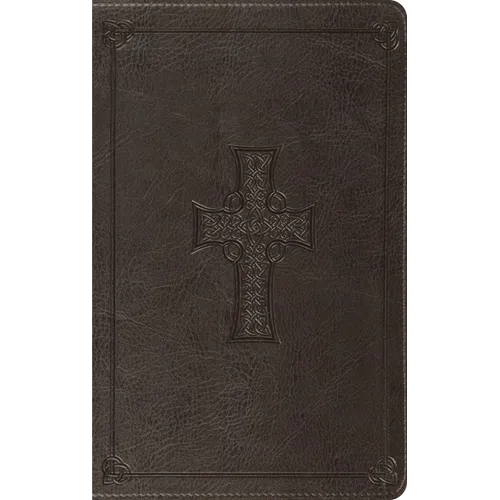 ESV Thinline Bible, Red Letter (Trutone, Charcoal, Celtic Cross Design) - Imitation Leather