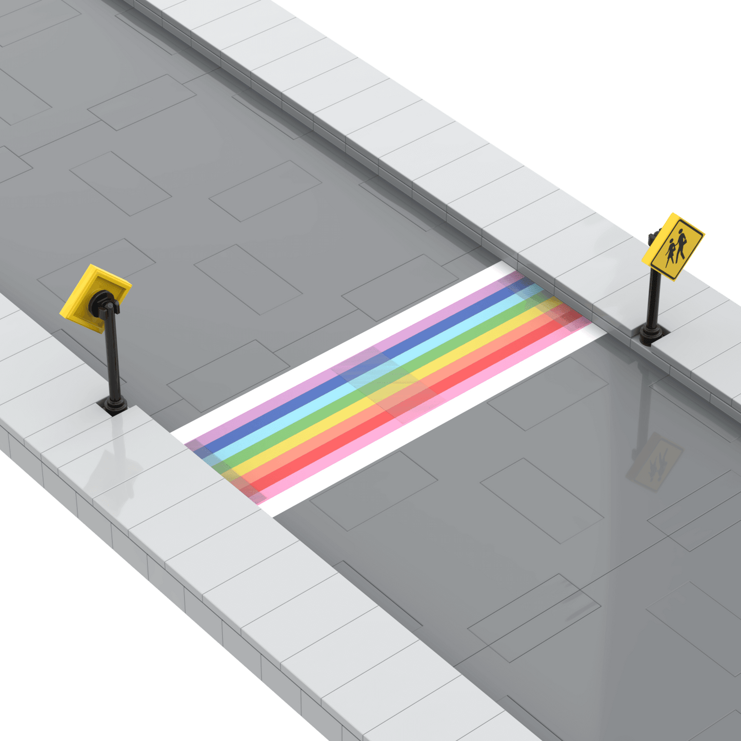 Rainbow Crosswalk Road Plate - Pride Accessory - Custom Print - Made Using a LEGO® Part