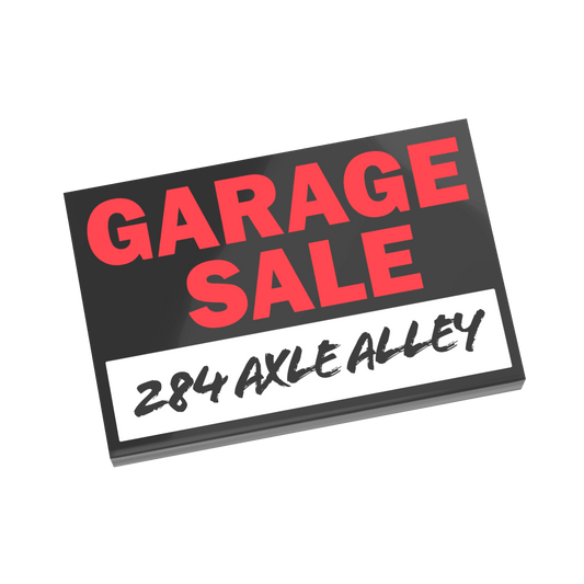 Garage Sale Sign - Custom Printed Minifig Scale Tile - Made Using LEGO® parts