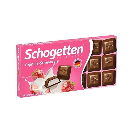 Schogetten Strawberry Yogurt Chocolate Bar - 100g German Chocolate with Unique Filling