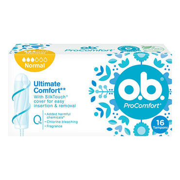 o.b. ProComfort Normal Tampons - Comfortable and Reliable for Women | 16 Pack