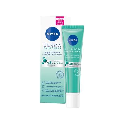 Nivea Derma Skin Clear Night Exfoliator Cream - 40ml, Glycolic Acid, Salicylic Acid & Niacinamide for Acne Control & Skin Renewal