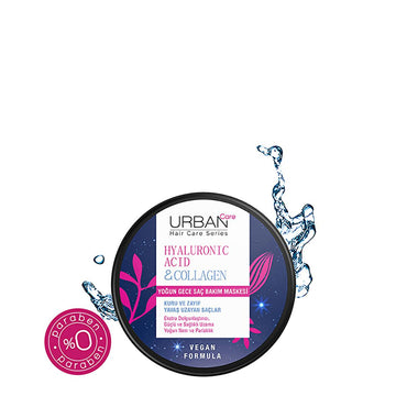 Urban Care Hyaluronic Acid & Collagen Intensive Overnight Hair Mask - Vegan, Paraben-Free Overnight Hair Mask with Hyaluronic Acid & Collagen