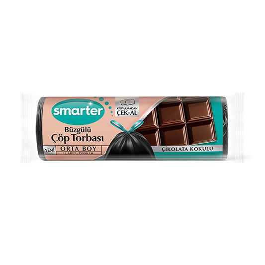 Smarter Chocolate Scented Garbage Bags - Medium Size Drawstring Trash Bags for Odor Control & Easy Disposal