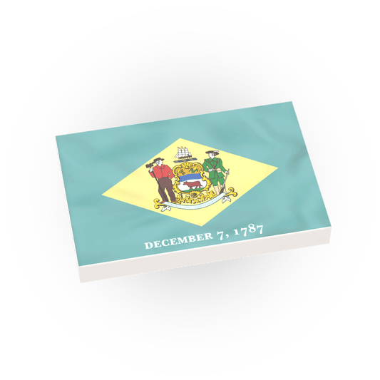 Delaware State Flag - Minifig Scale - Custom Printed - 2x3 Tile Made using LEGO® Parts