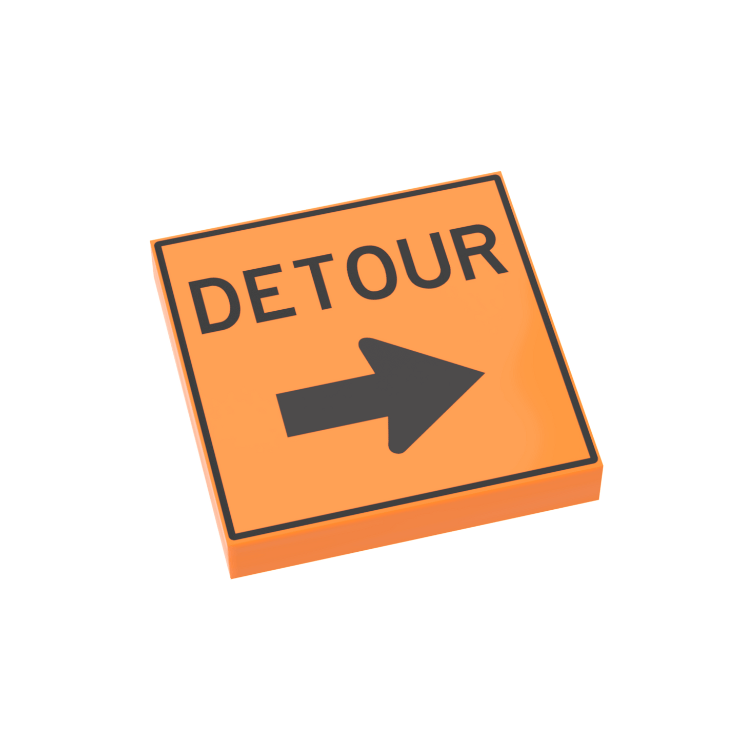 "Detour" Construction Sign (Right) - Custom Printed - Made Using LEGO® Parts