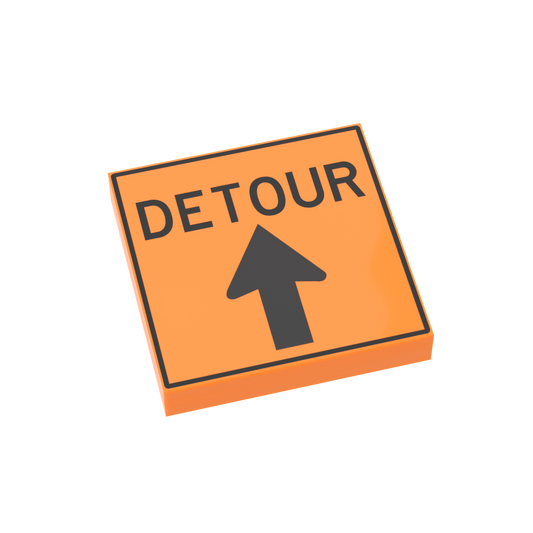 "Detour" Construction Sign (Straight) - Custom Printed - Made Using LEGO® Parts