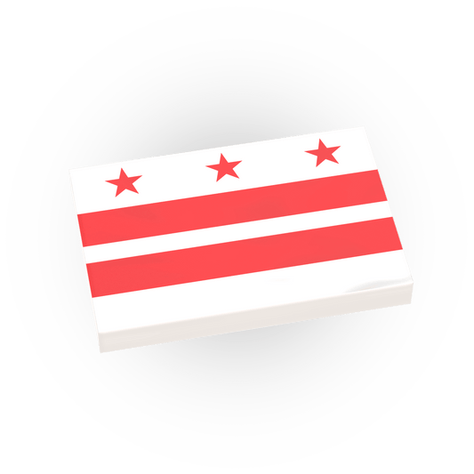 District of Columbia State Flag - Minifig Scale - Custom Printed - 2x3 Tile Made using LEGO® Parts