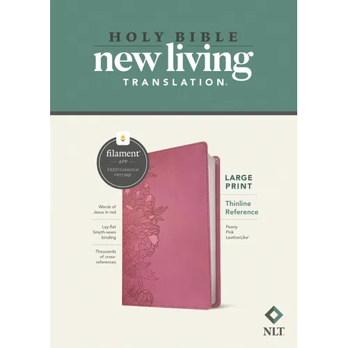 NLT Large Print Thinline Reference Bible, Filament Enabled (Leatherlike, Peony Pink, Red Letter) - Imitation Leather