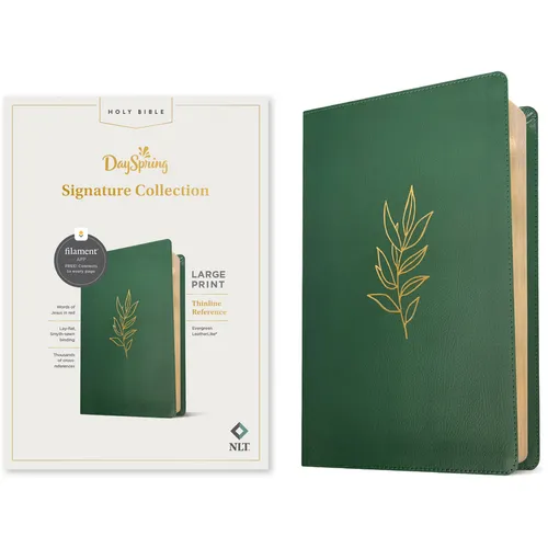 NLT Large Print Thinline Reference Bible, Filament-Enabled Edition (Leatherlike, Evergreen, Red Letter): Dayspring Signature Collection - Imitation Leather