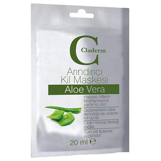 Claderm Clay Face Mask with Aloe Vera - Natural Skincare for Sensitive Skin, 0.68 fl oz