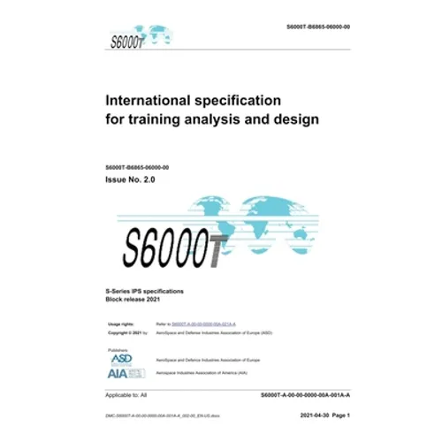 S6000T, International specification for training analysis and design, Issue 2.07: S-Series 2021 Block Release - Hardcover