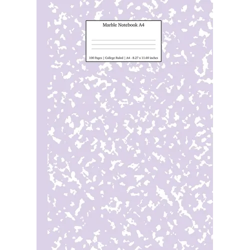 Marble Notebook A4: Lilac Purple College Ruled Journal - Paperback
