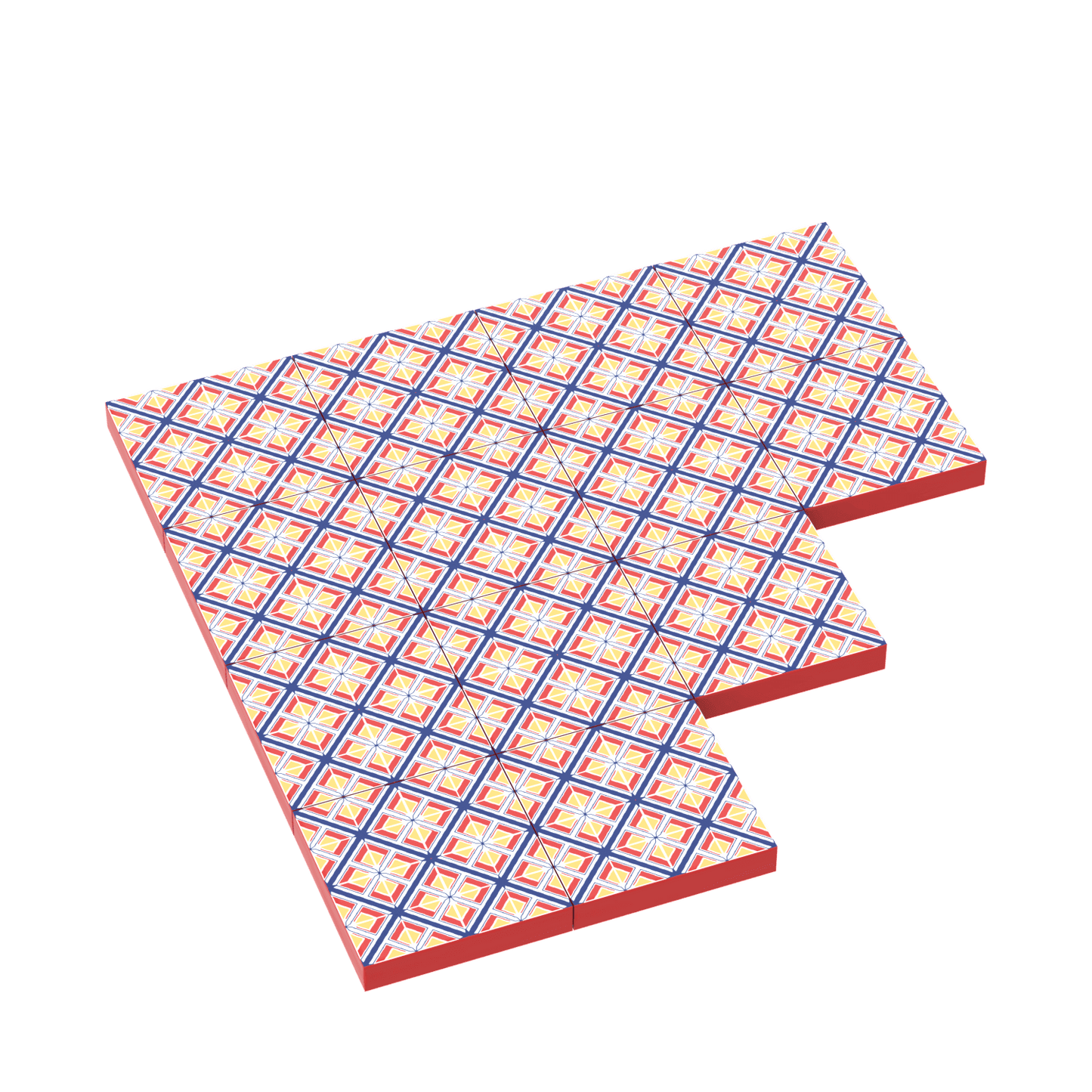 Red Floral Spanish Tile for Floor & Wall - Custom Printed 2x2 Tile - Made Using LEGO® Parts