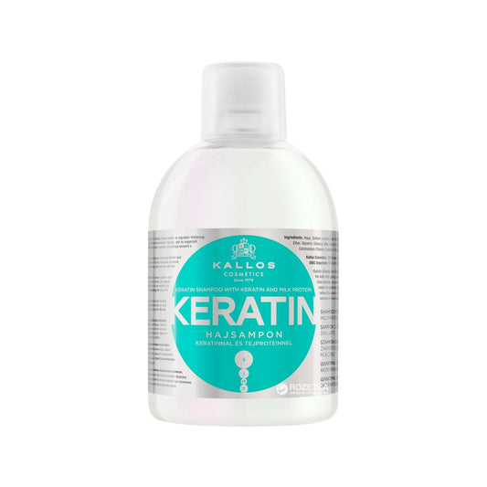 Kallos Cosmetics Keratin Shampoo with Milk Protein, 1000ml - Nourishing Hair Care for Dry or Damaged Hair