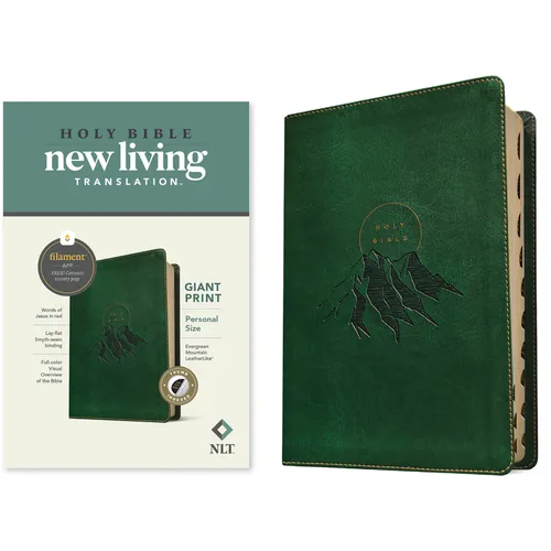 NLT Personal Size Giant Print Bible, Filament Enabled (Leatherlike, Evergreen Mountain, Indexed, Red Letter) - Imitation Leather