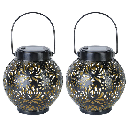 2Pcs Solar Powered Hanging Lights Outdoor Waterproof Decorative Hollow Lantern Lamps
Warm White Retro Style Decorative Landscape Lights For Patio C