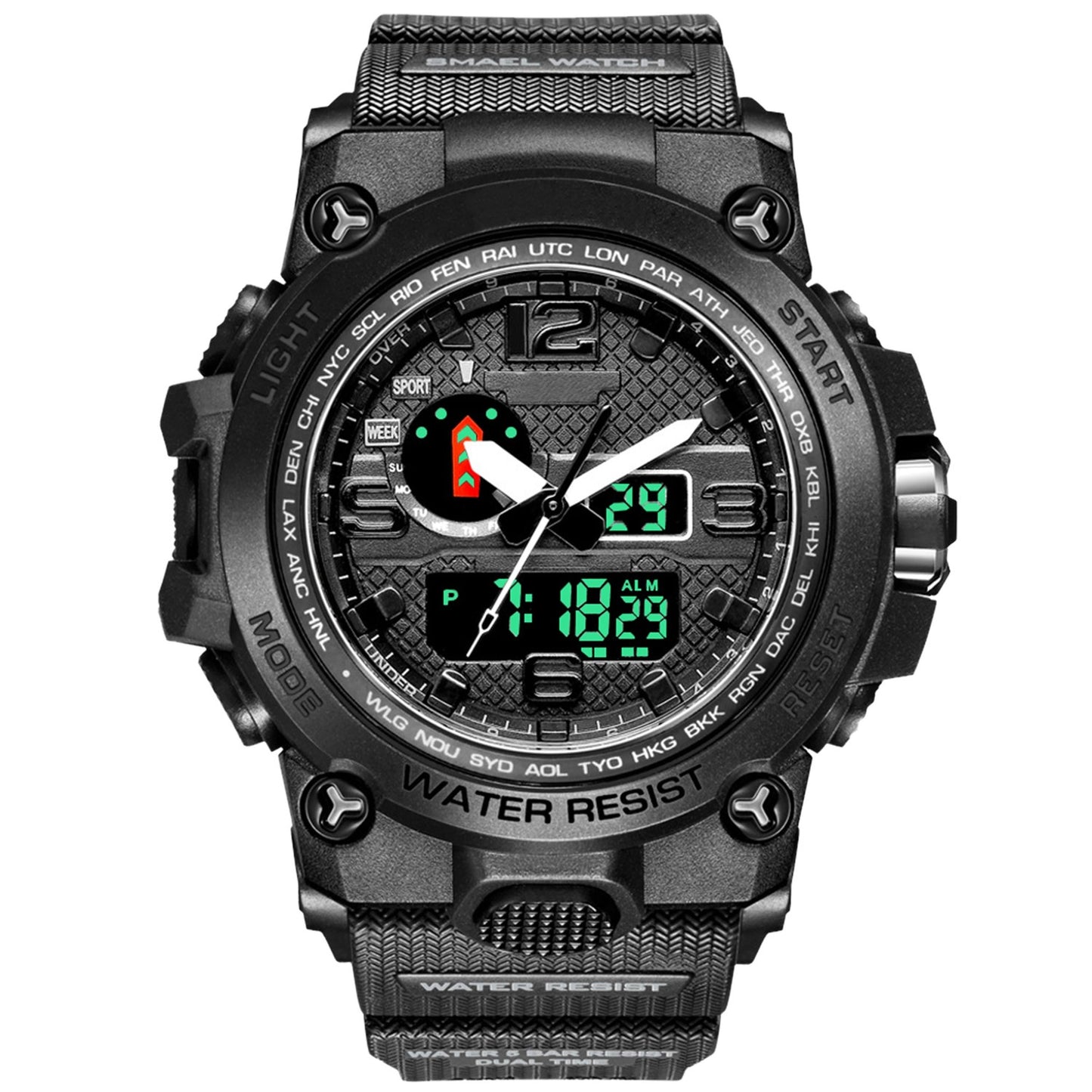 Men\'s Sports Watch Water-Resistant Military Wrist Watch Digital Analog Watch w/ Quartz Electronic Movement LED Backlight Date Alarm Stopwatch Functio