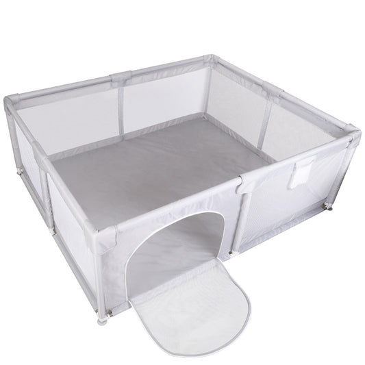 Baby Play Yard 71x59x26in Infant Play Game Child Fence Play Yards Breathable Kids Activity Center with Anti-Slip Suction Base Zipper Door for Infants