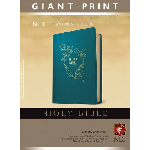 Holy Bible, Giant Print NLT (Red Letter, Leatherlike, Teal Blue) - Imitation Leather