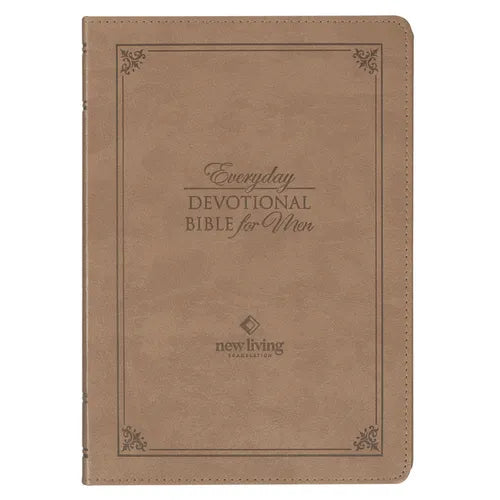 NLT Holy Bible Everyday Devotional Bible for Men New Living Translation, Vegan Leather, Tan Debossed - Leather