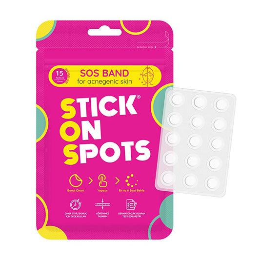 Stick on Spots: Invisible Hydrocolloid Acne Patch | Fast Blemish Treatment & SOS Bandage - Waterproof & Dermatologically Tested (15 Count)