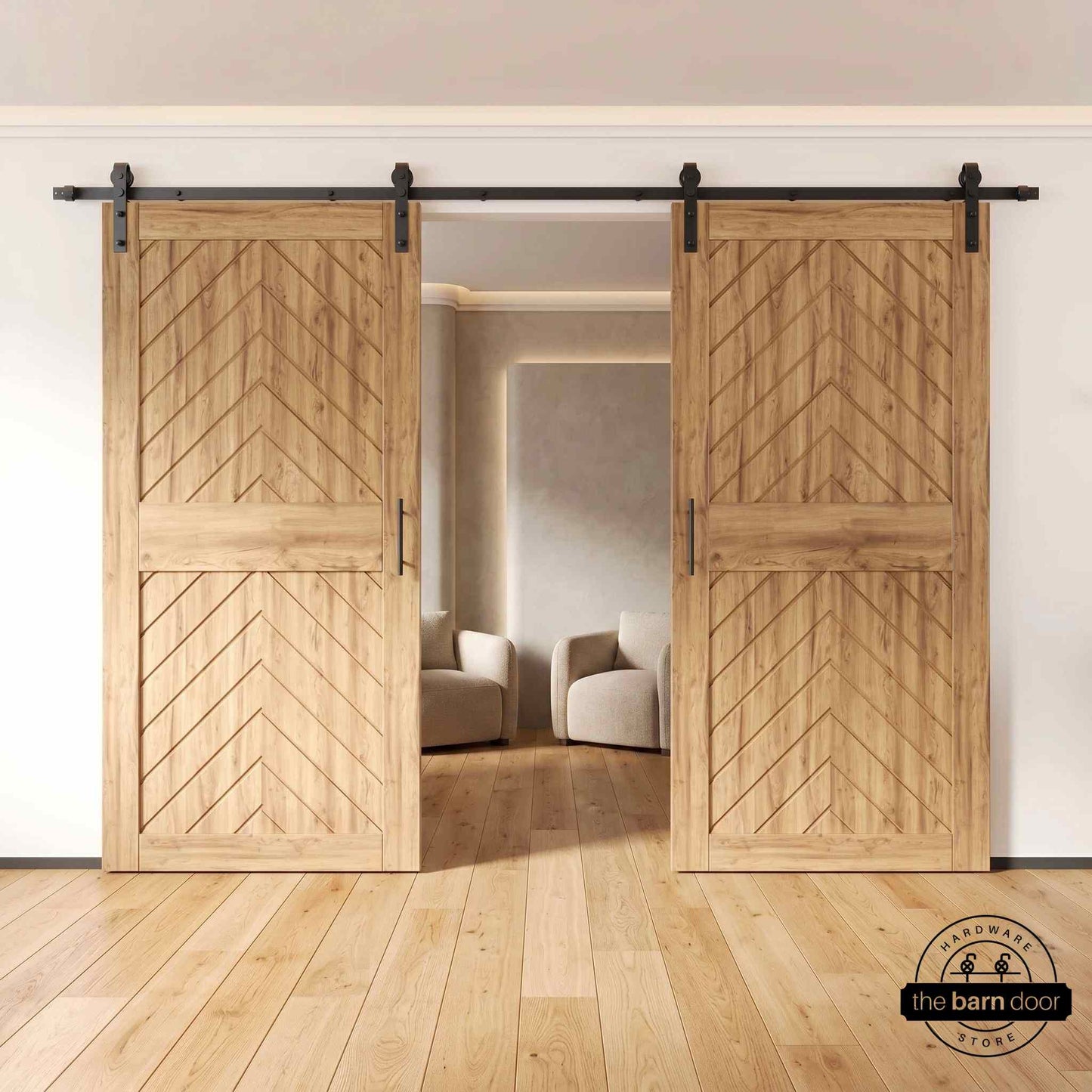 Fishbone Double Barn Door Kit | Black Hardware