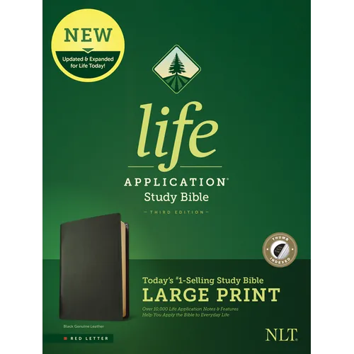 NLT Life Application Study Bible, Third Edition, Large Print (Red Letter, Genuine Leather, Black, Indexed) - Leather