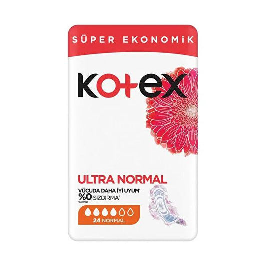 Kotex Sanitary Pads - Ultra Normal 24 Pack, Comfortable & Reliable Menstrual Hygiene Products for Women