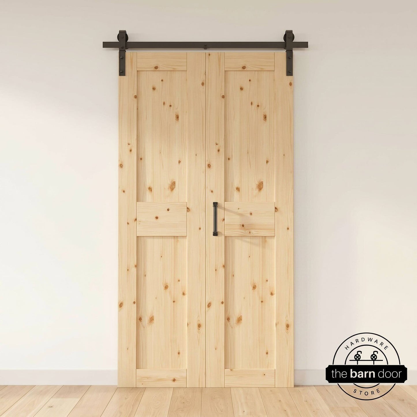 J-Strap Bifold Barn Door Hardware | Matte Black | 2 Door Kit