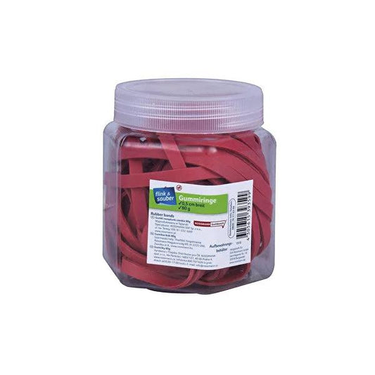 Flink & Sauber Elastic Rubber Bands - Wide 80g - Durable Organization Tools for Office & Home