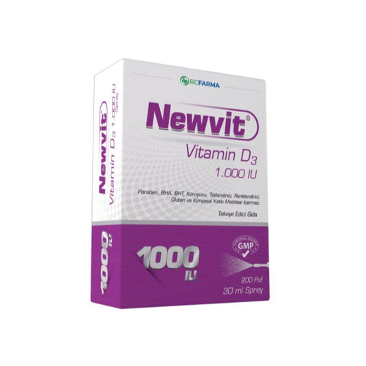 Newvit Vitamin D3 1000 IU Supplement - Natural Olive Oil Formula, 30ml Bottle, 200 Servings