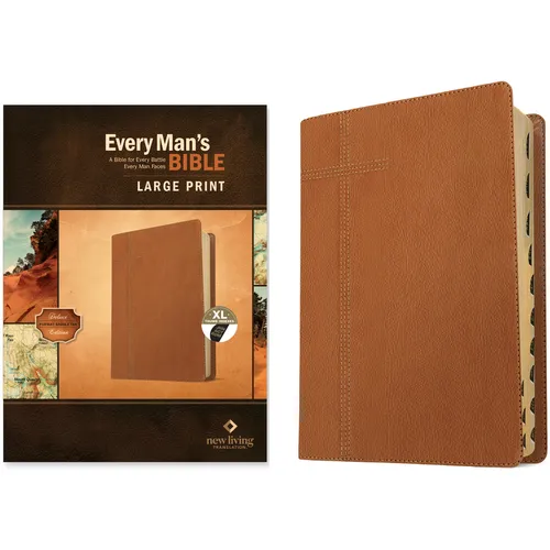 Every Man's Bible Nlt, Large Print (Leatherlike, Pursuit Saddle Tan, Indexed) - Imitation Leather