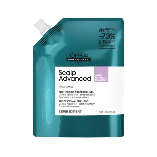 Loreal Professionnel Paris Professional Shampoo for Sensitive Scalp - Scalp Advanced Formula, 500ml Refill