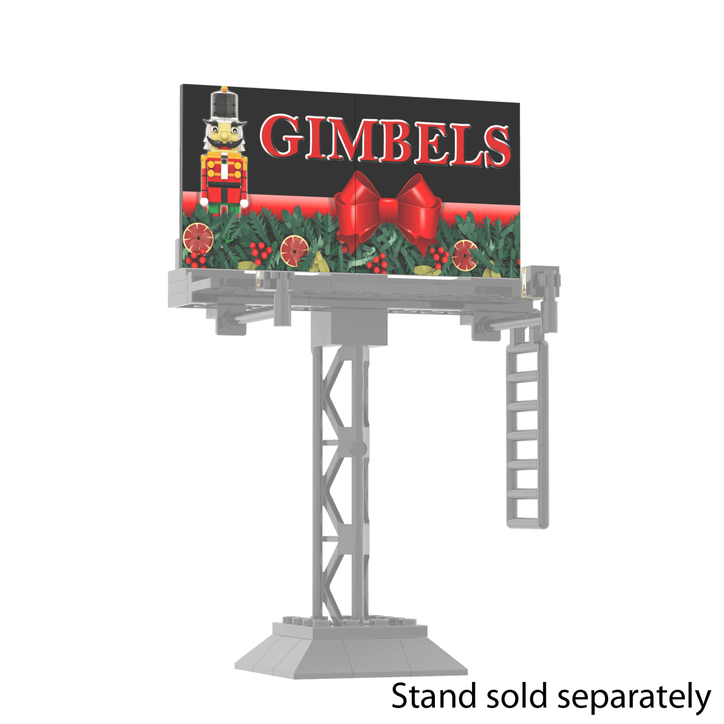 "Gimbels" Store Billboard - Christmas "Elf" - Custom Printed - Made Using LEGO® Parts